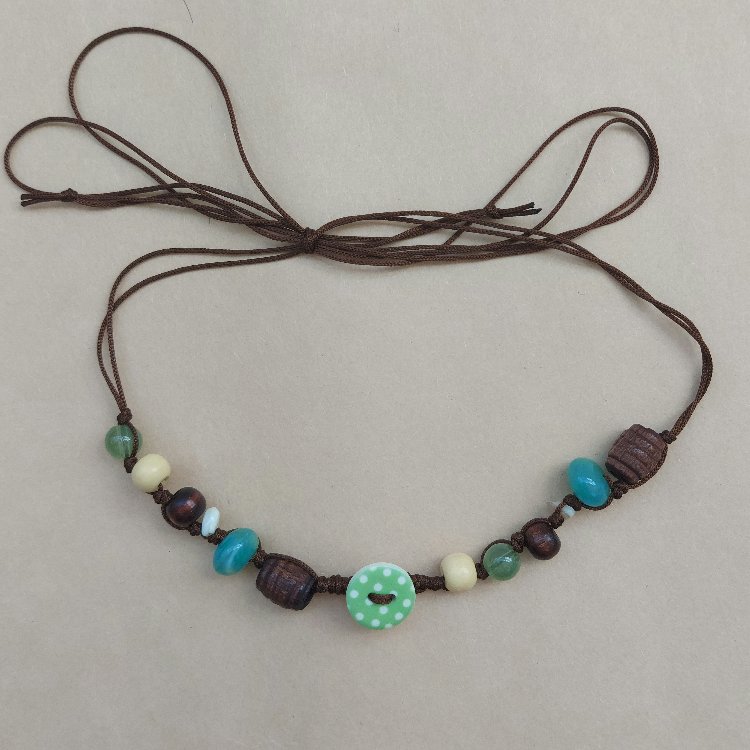 Green Dotty Button Choker