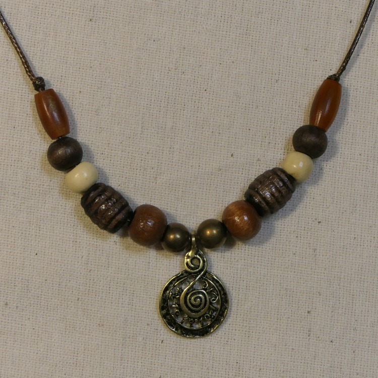 Antik Spiral Boncuklu İp Kolye