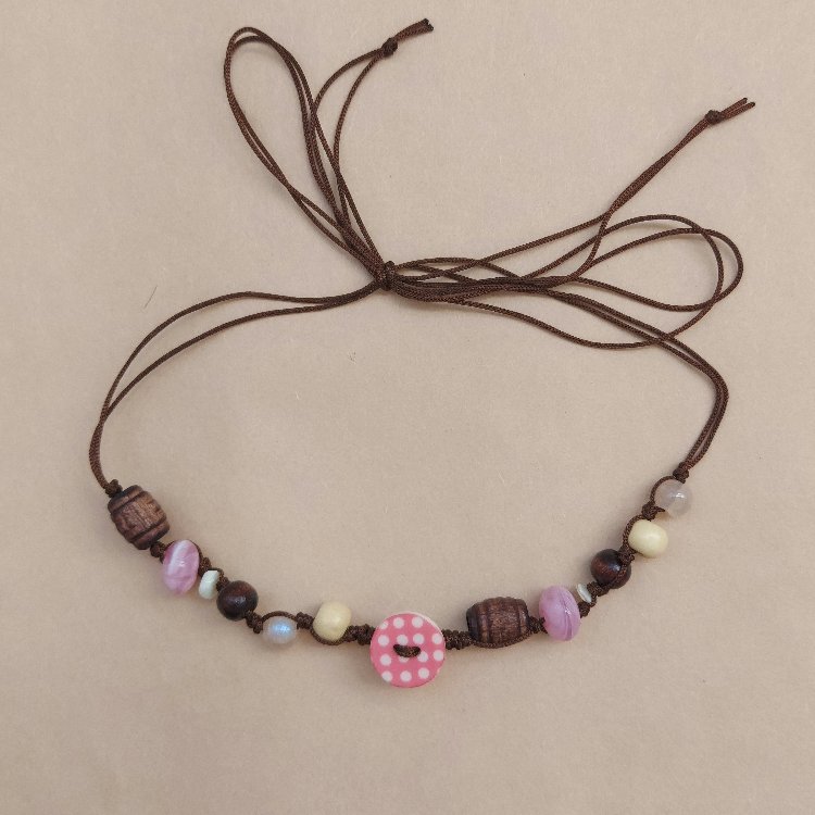 Pink Dotty Button Choker