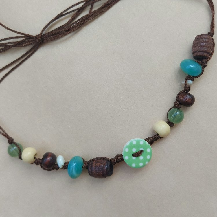 Green Dotty Button Choker