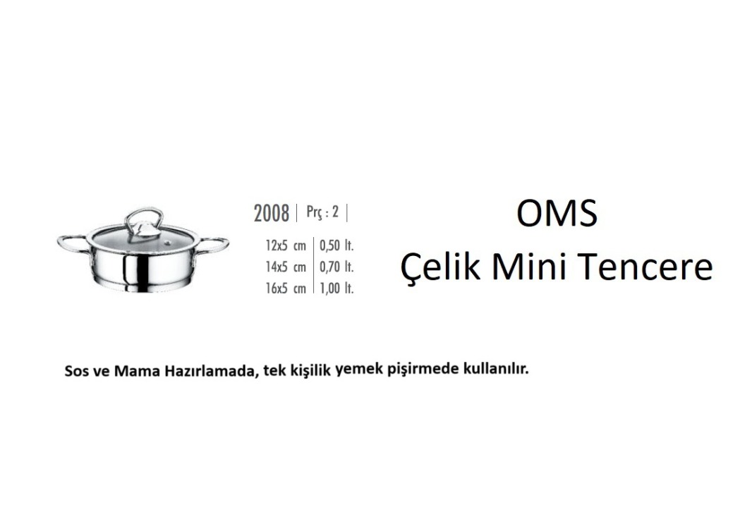 OMS 3'lü Mini Tencere Seti (Düz-Basık)