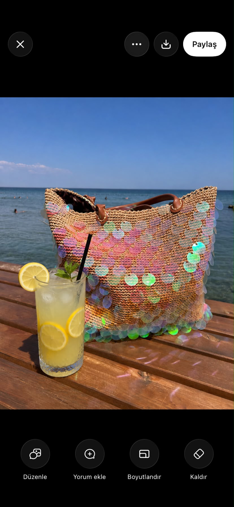 Tropica Payetli Plaj Çantası