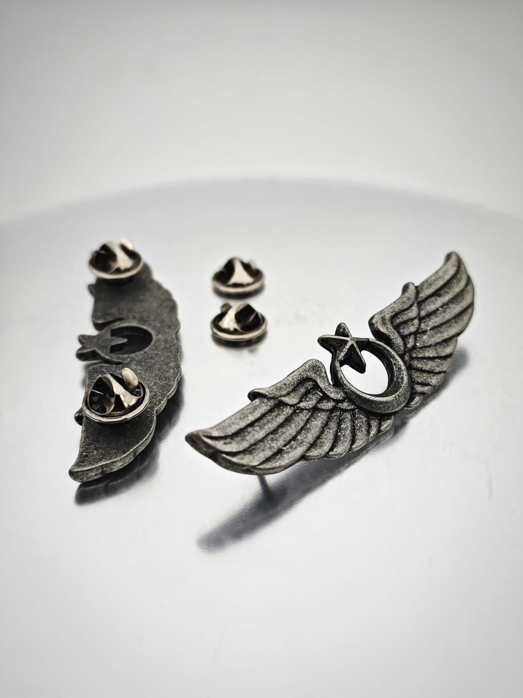Hava Kuvvetleri Pilot Bröve Rozet Antik Gümüş 7.5cm