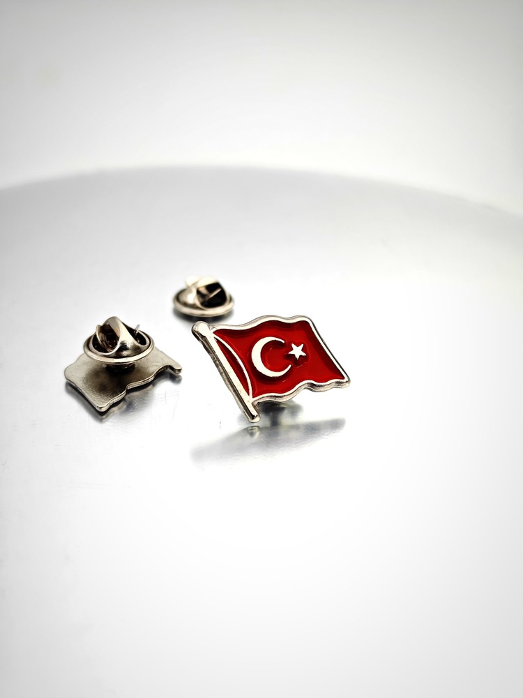2 Adet Türk Bayrağı Gold&Gümüş Yaka Rozeti