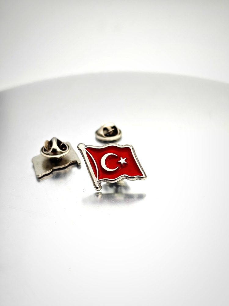 2 Adet Türk Bayrağı Gold&Gümüş Yaka Rozeti