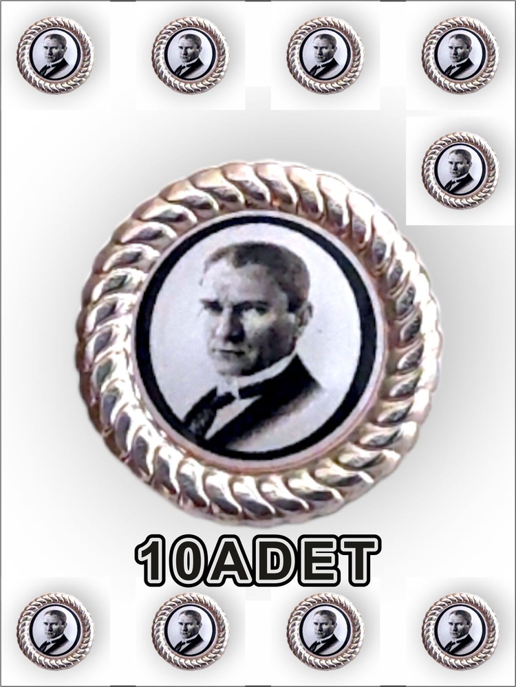 10 Adet Atatürk Damla Mineli Yaka Rozeti