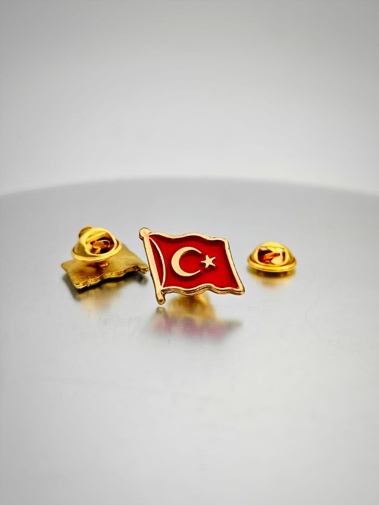 2 Adet Türk Bayrağı Gold&Gümüş Yaka Rozeti