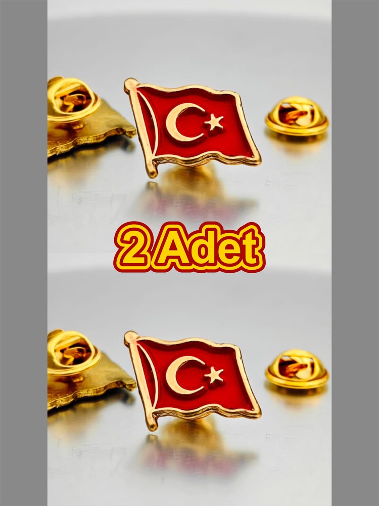 2 Adet Türk Bayrağı Gold Yaka Rozeti