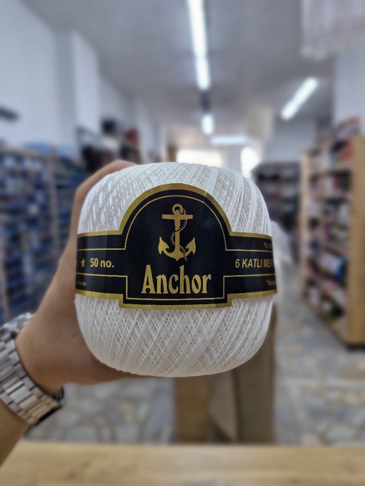 Anchor 6 Katlı Yüzde 100 Mısır Pamuğu Merserize 4 Adet Dantel İpliği - 50 No Klasik