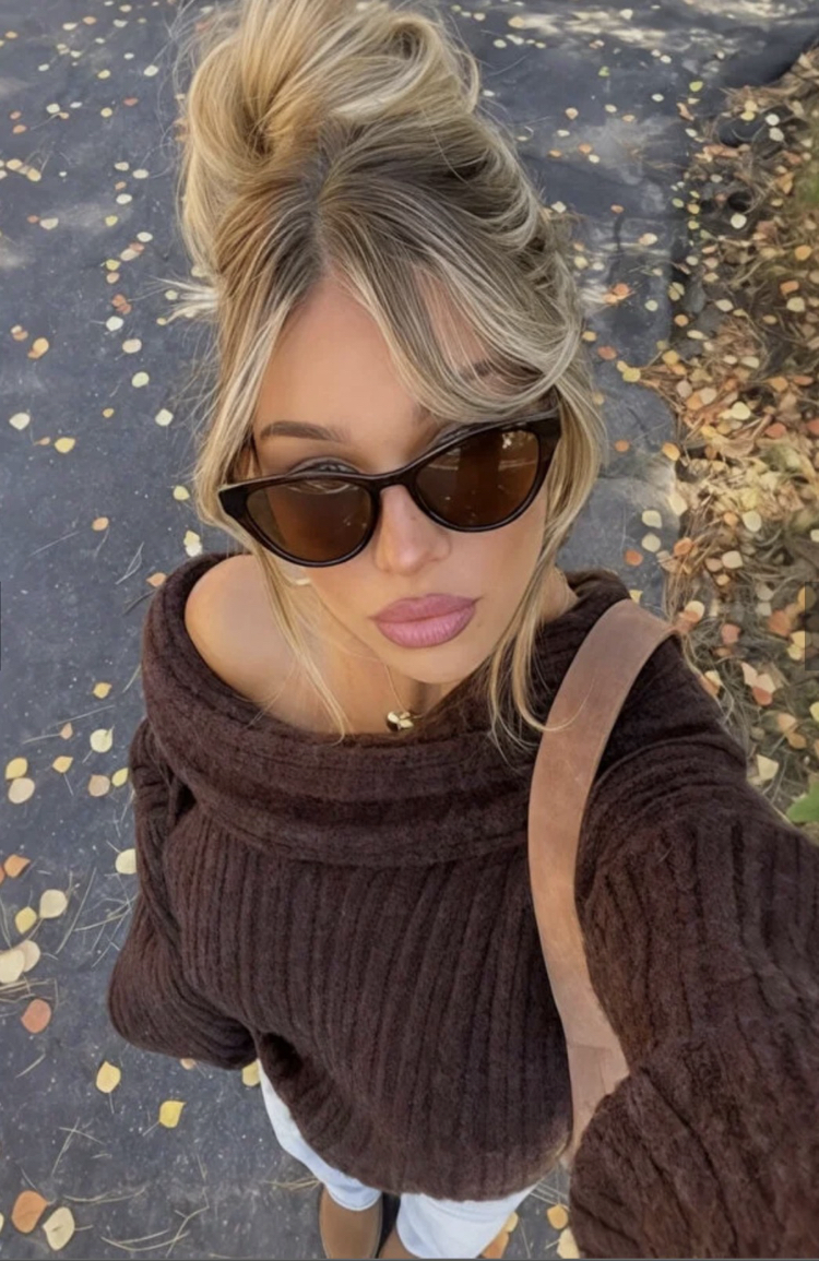 Kahverengi cat eye güneş gözlüğü