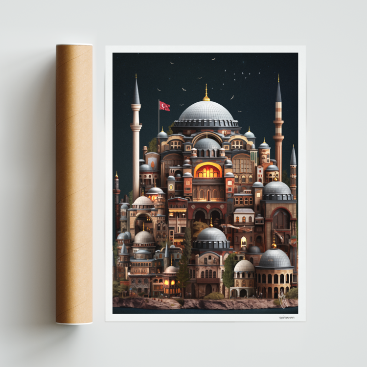 İSTİF AYASOFYA (Hahnemühle FineArt, 50x70 cm Islak İmzalı)
