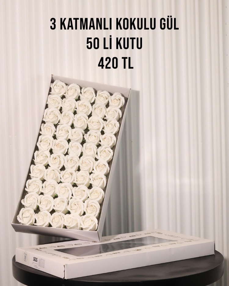 BEYAZ ISLAK DOKULU KOKULU YAPAY GÜL