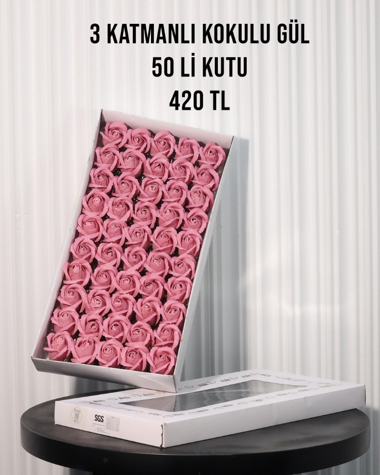 PEMBE ISLAK DOKULU KOKULU YAPAY GÜL