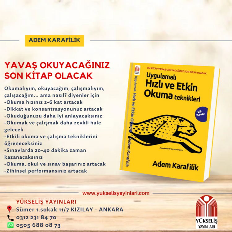ADEM KARAFİLİK - UYGULAMALI HIZLI VE ETKİN OKUMA TEKNİKLERİ