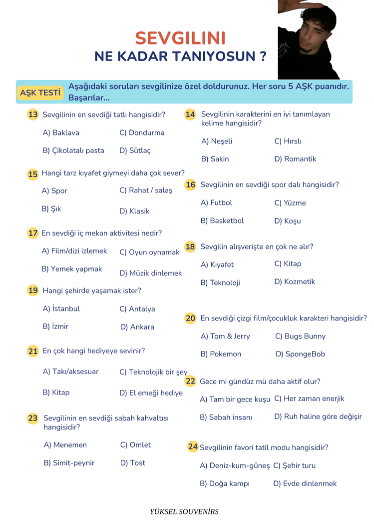 Kişiye özel fotoğraflı aşk testi (çiftlere özel)