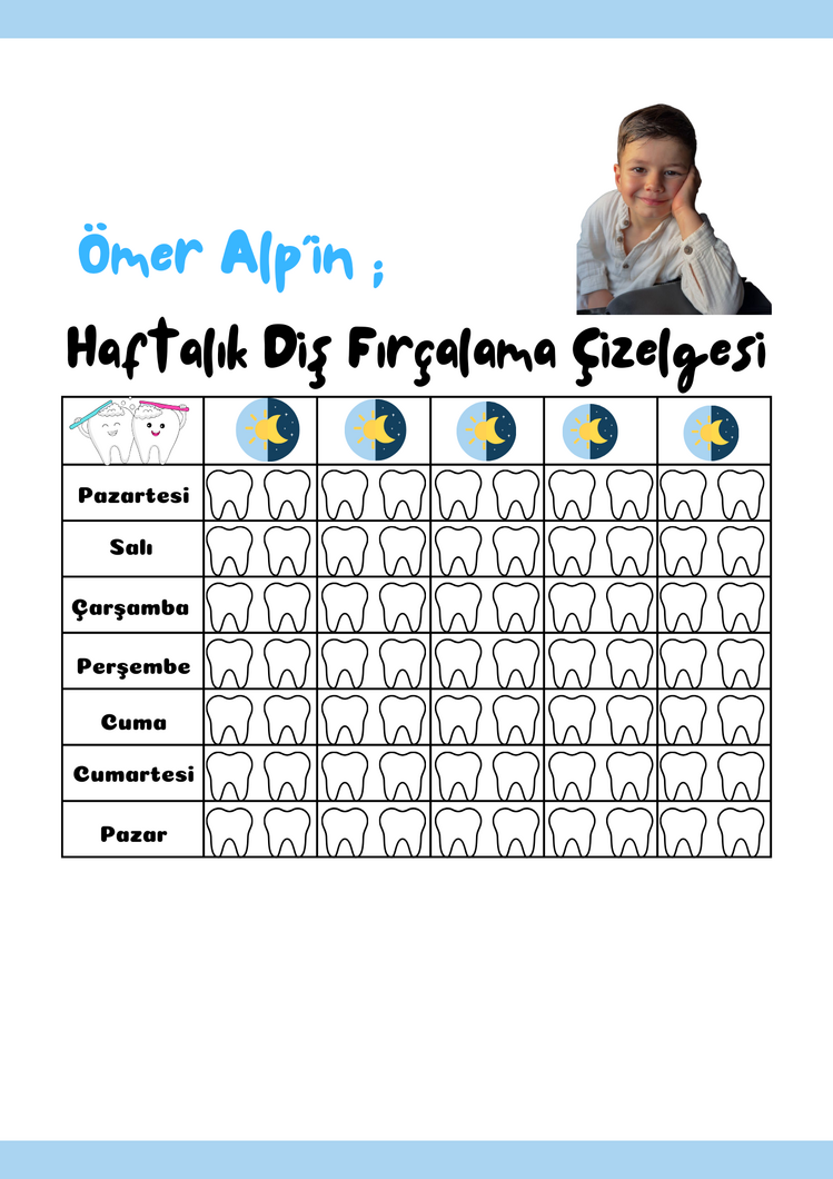 Kişiye özel çocuk okul çizelge seti (HEDİYELİ)