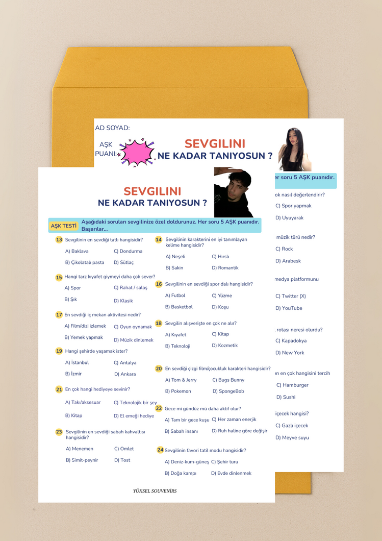 Kişiye özel fotoğraflı aşk testi (çiftlere özel)