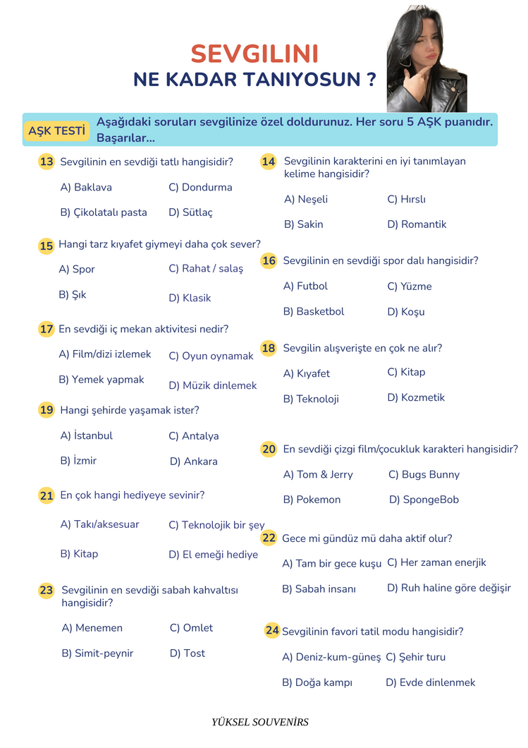 Kişiye özel fotoğraflı aşk testi (çiftlere özel)
