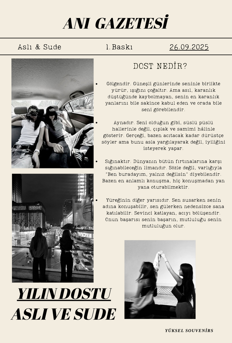 Anı gazetesi dostluk model