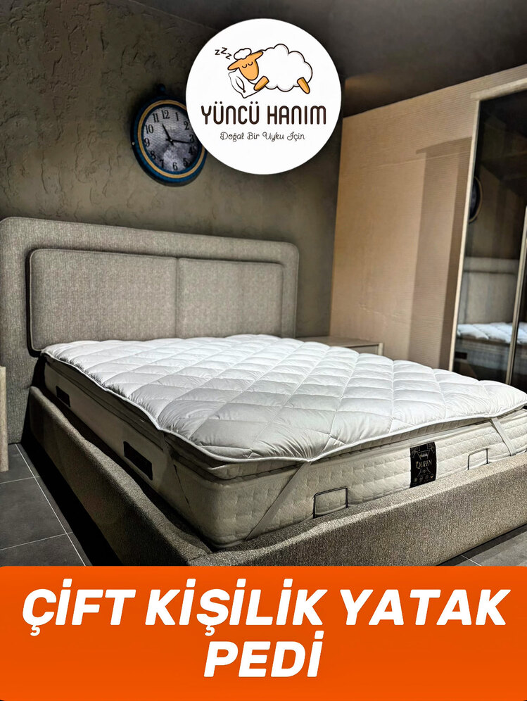 Yün Yatak Pedi Çift Kişilik 160-200 cm 3 kg Merinos Kuzu Yünü