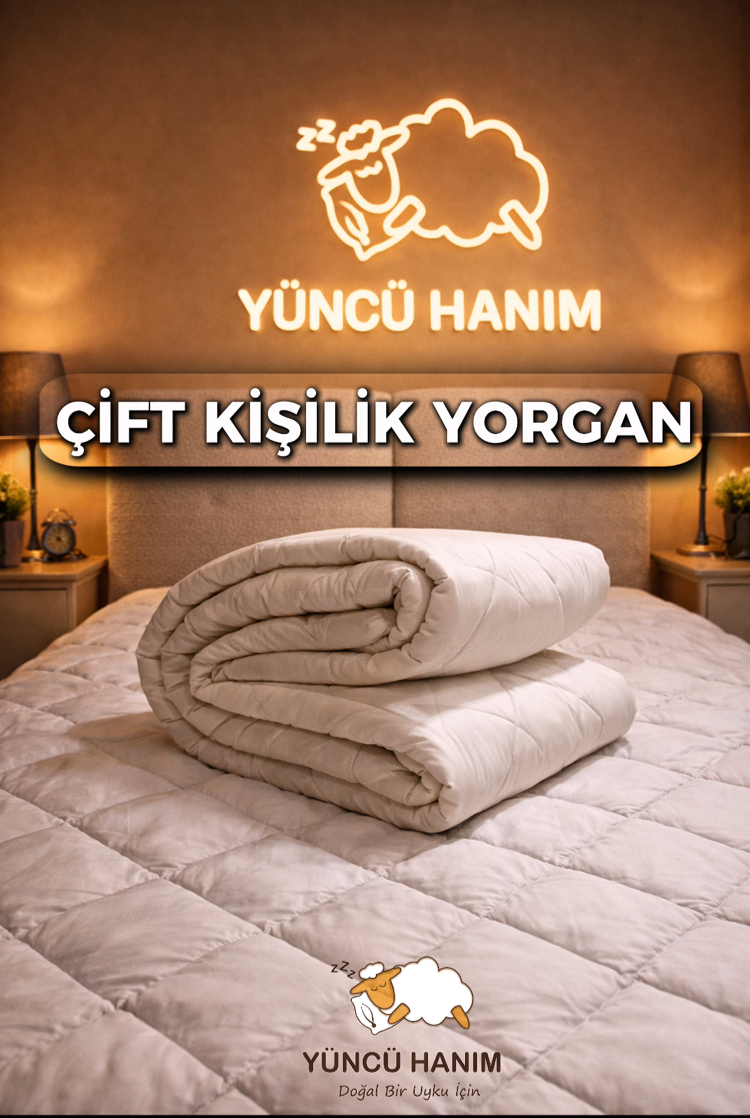  Kuzu Yünü Yorgan Çift Kişilik 195x215 cm  3kg Merinos Kuzu Yünü