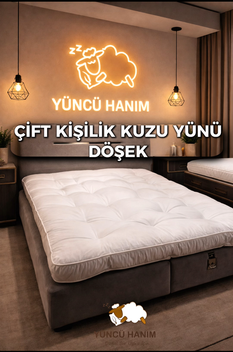 Kuzu Yünü Çift Kişilik Döşek 160/200 cm 22 kg