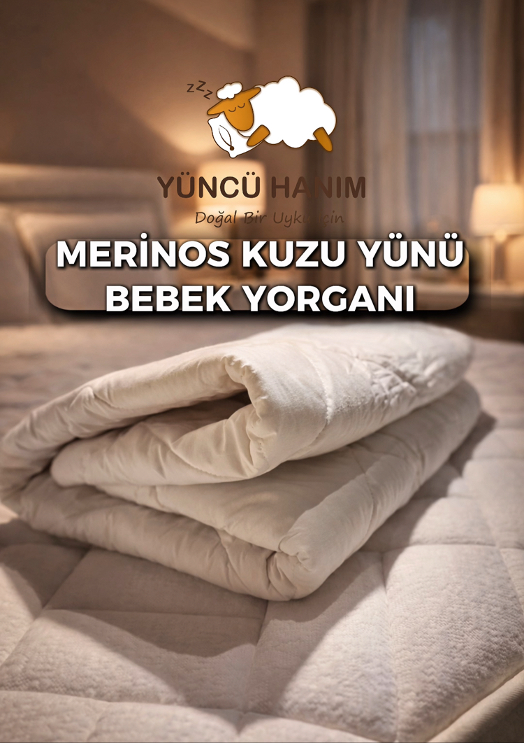 Kuzu Yünü Bebek Yorganı 95x145 cm
