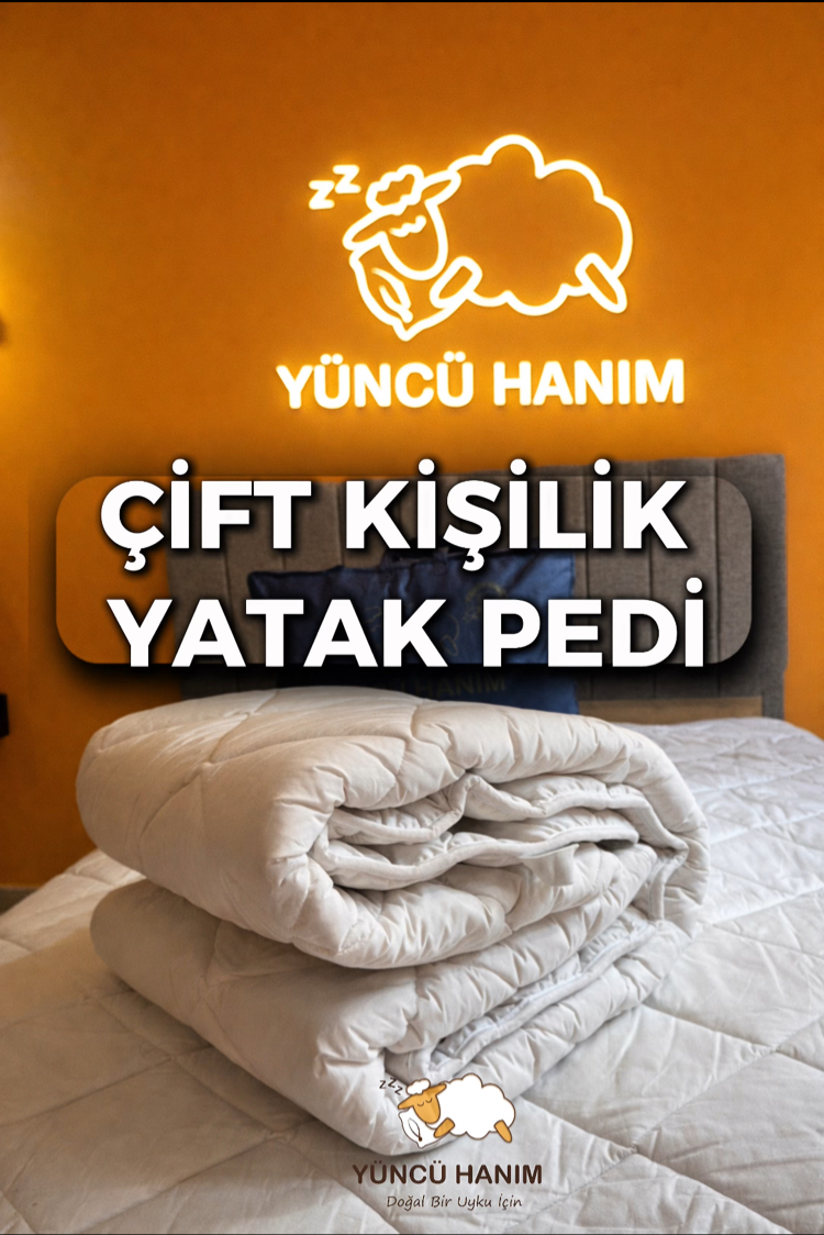 Yün Yatak Pedi Çift Kişilik 160-200 cm 3 kg Merinos Kuzu Yünü