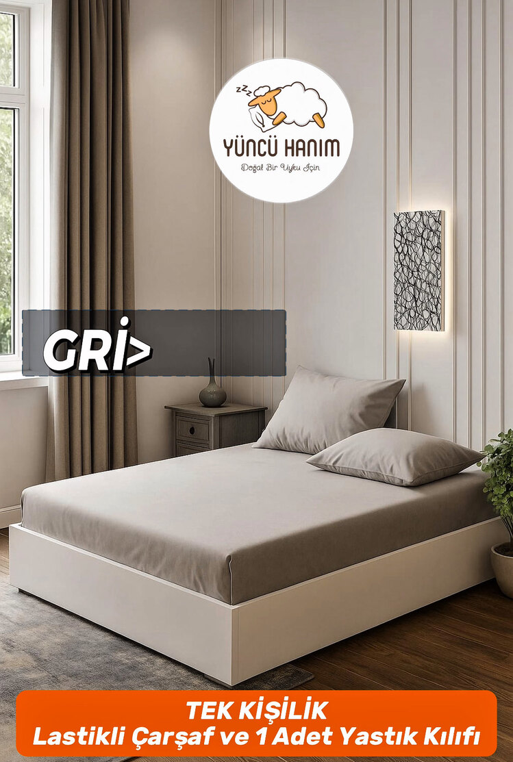Tek Kişilik Ekonomik Düz Renk Ranforce Kumaş Lastikli Çarşaf 1 Adet Yastık Kılıfı