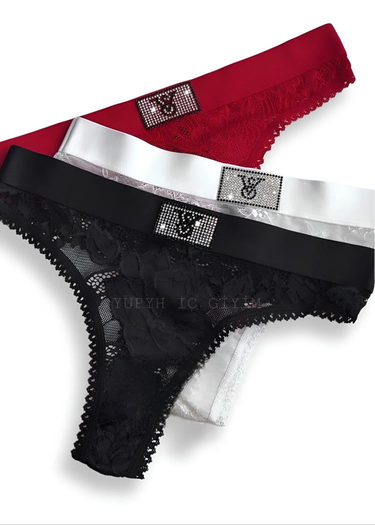  Victoria’s Secret Özel Seri Taşlı Dantelli 3’lü Tanga Set 