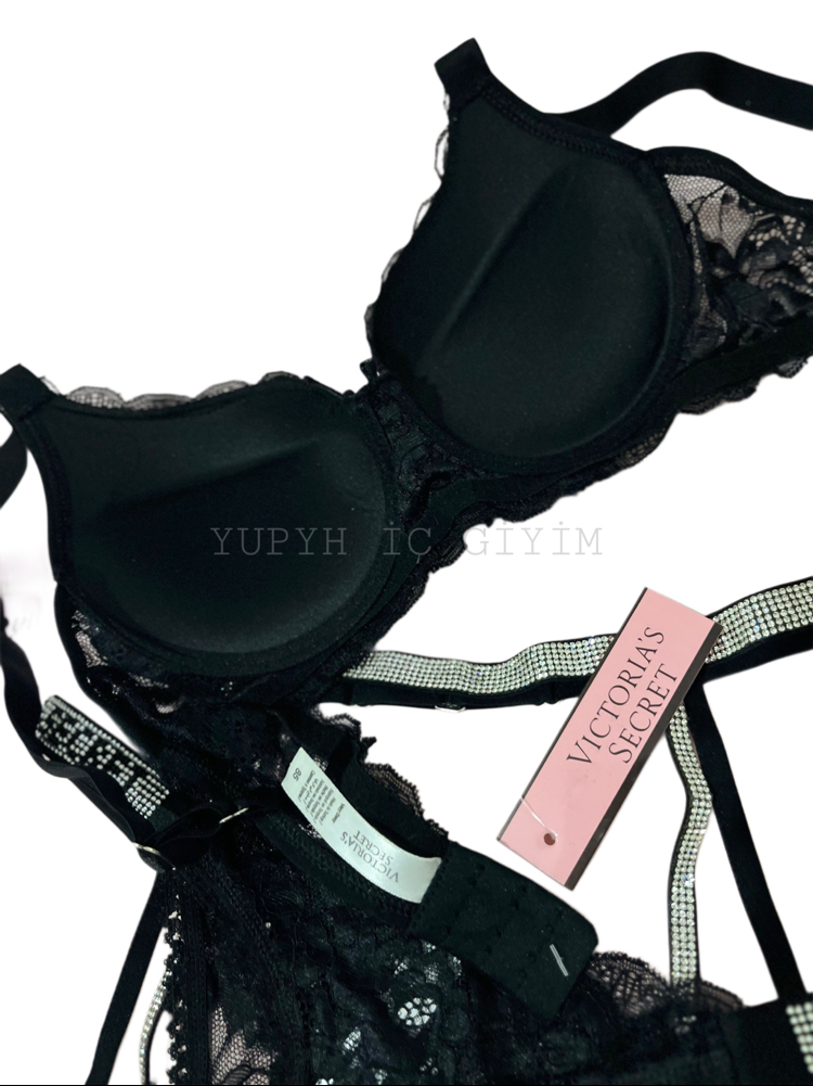  Victoria’s Secret Siyah Dantelli Very Sexy Shine Jartiyer Takım