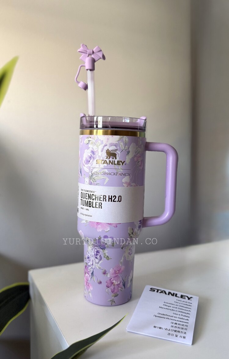 Stanley LİLA Quencher Pipetli Termos Bardak / Ekru Desenli 40 Oz - 0.88L