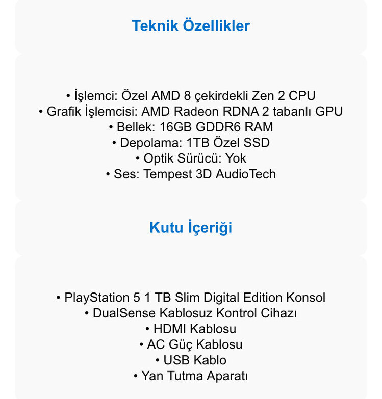 SONY Playstation 5 Slim Digital Edition 1 TB Oyun Konsolu Beyaz