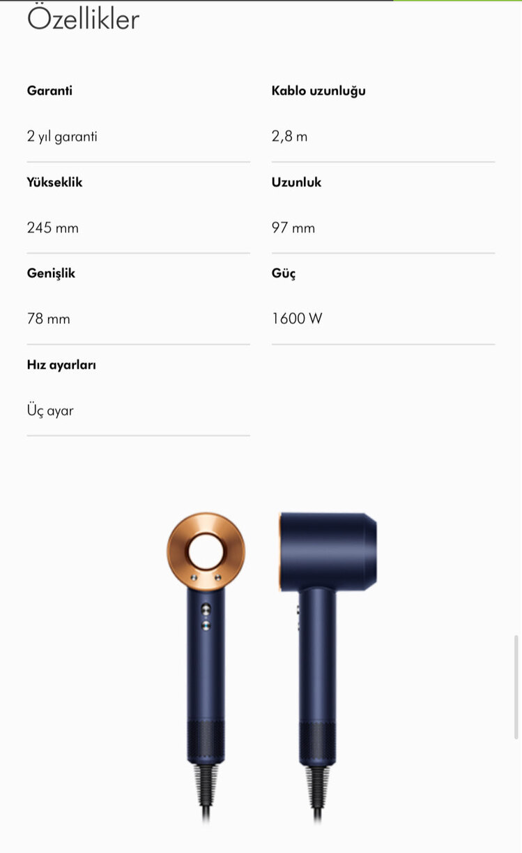 DYSON Supersonic Saç kurutma makinesi Prusya Mavisi Rengi
