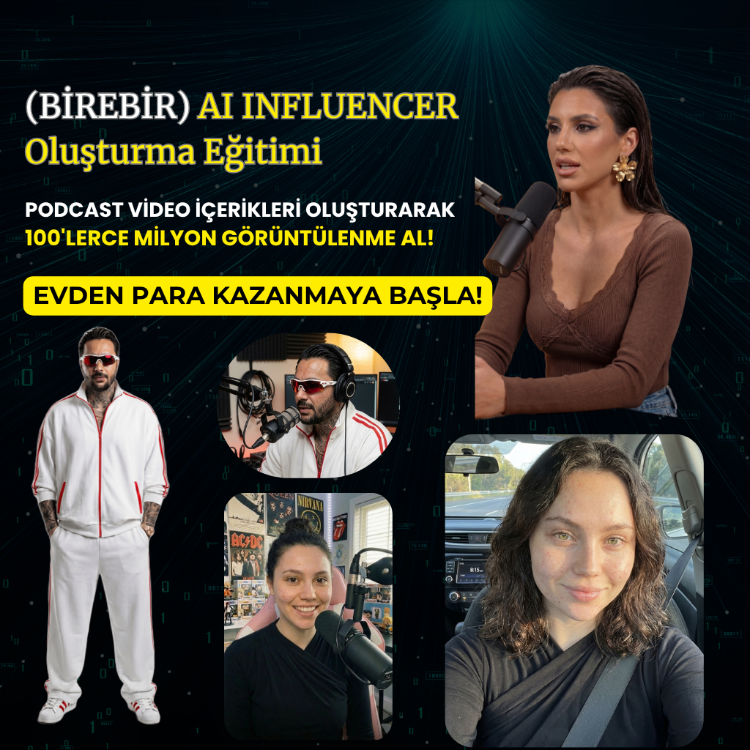 Birebir (2 Saat) & AI Influencer Yaratma ve Podcast Videoları Üretme Eğitimi