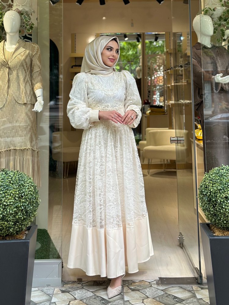 ⚜️İthal Krem Elbise ⚜️