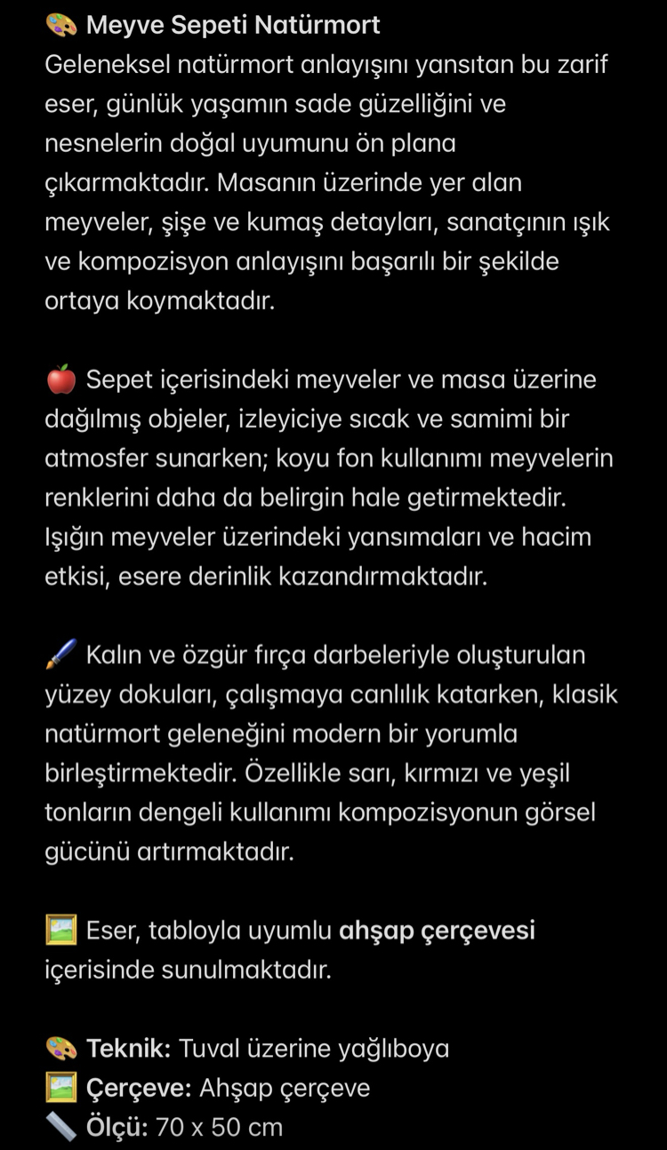 Meyve Sepeti Natürmort