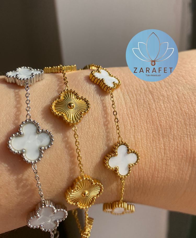  gold beyaz van cleef bileklik 