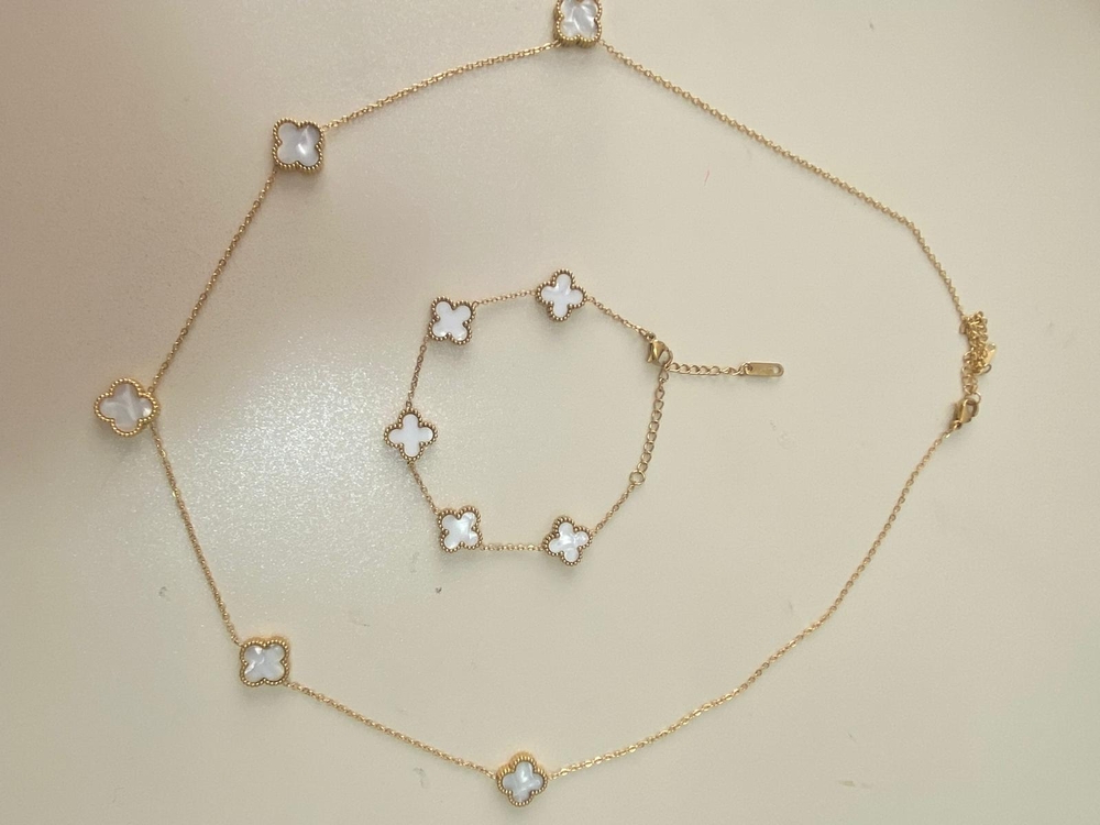 Yonca bileklik kolye set 