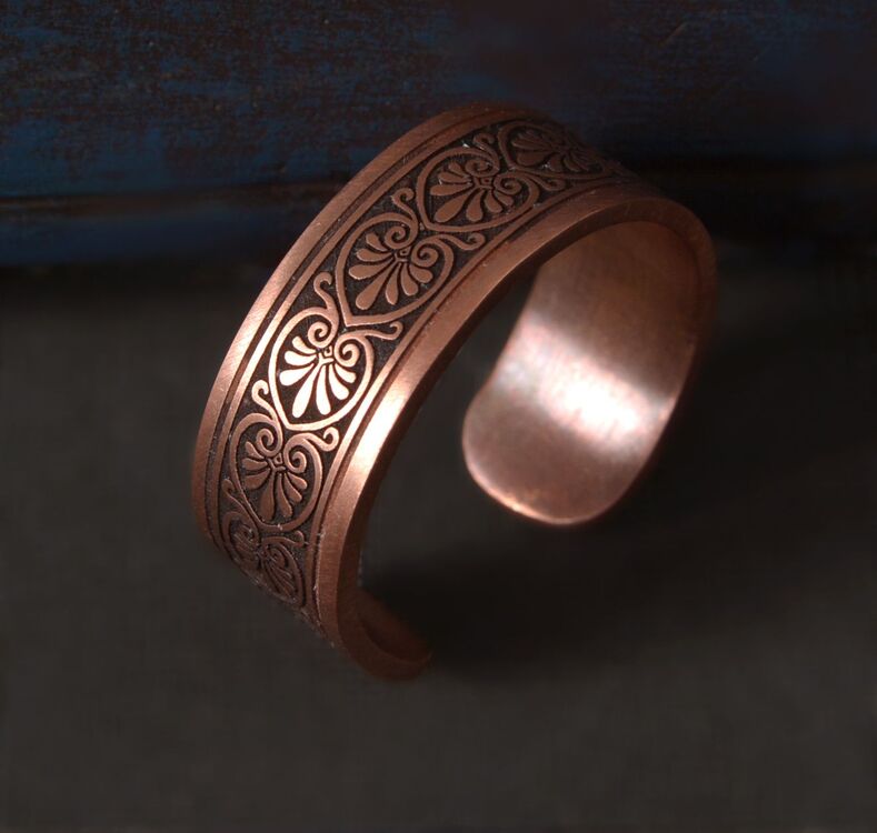 Motif İşlemeli Bakır Yüzük-ZRN0086