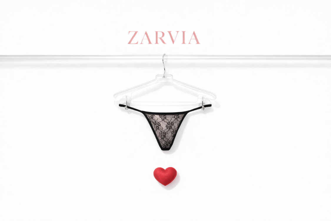 ZARVIA Dantel İşlemeli Şık Feminen Tanga Siyah