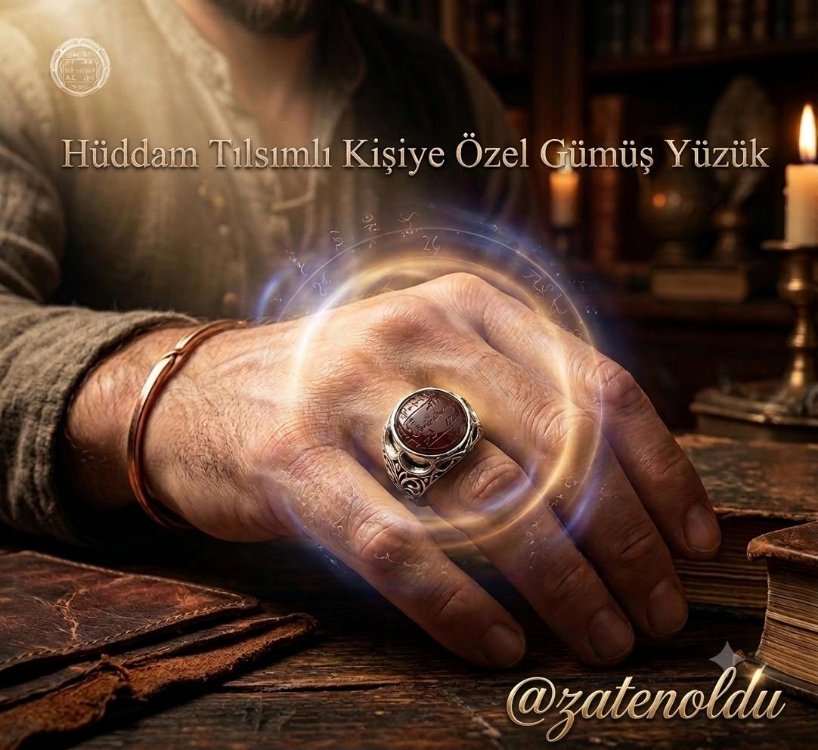 Hüddam Tılsımlı Kişiye Özel Gümüş Yüzük