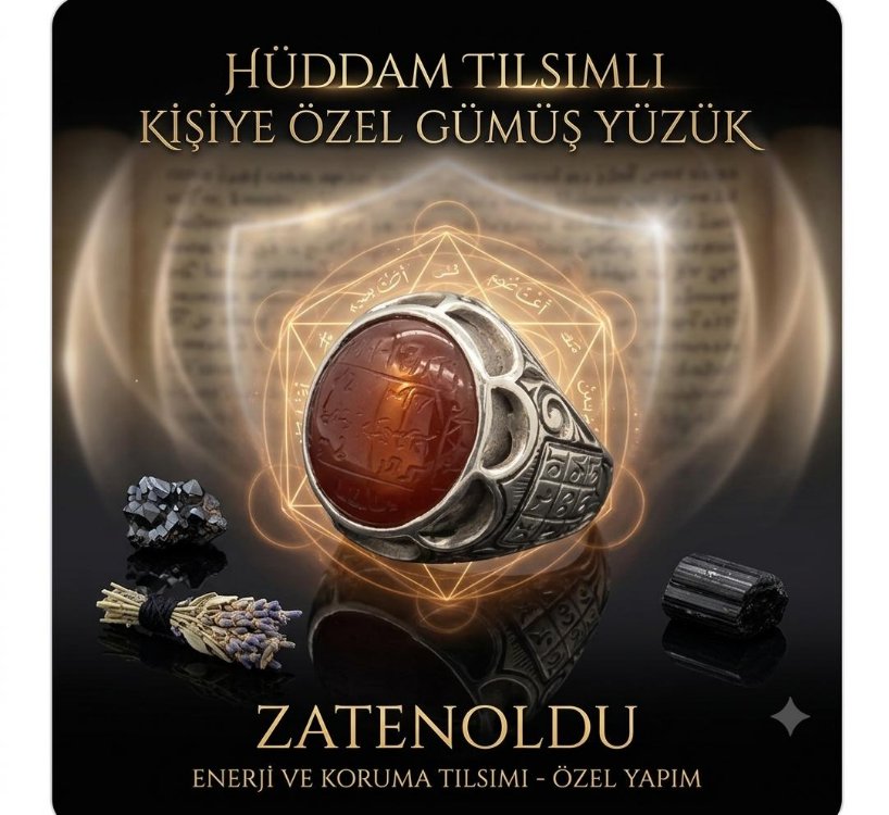 Hüddam Tılsımlı Kişiye Özel Gümüş Yüzük