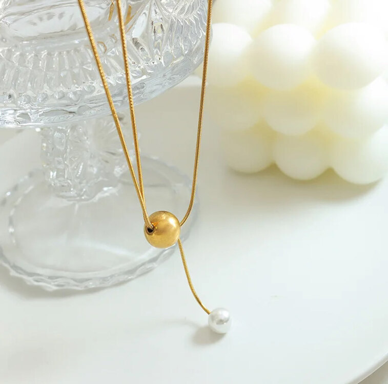 Gold Top İnci Kolye