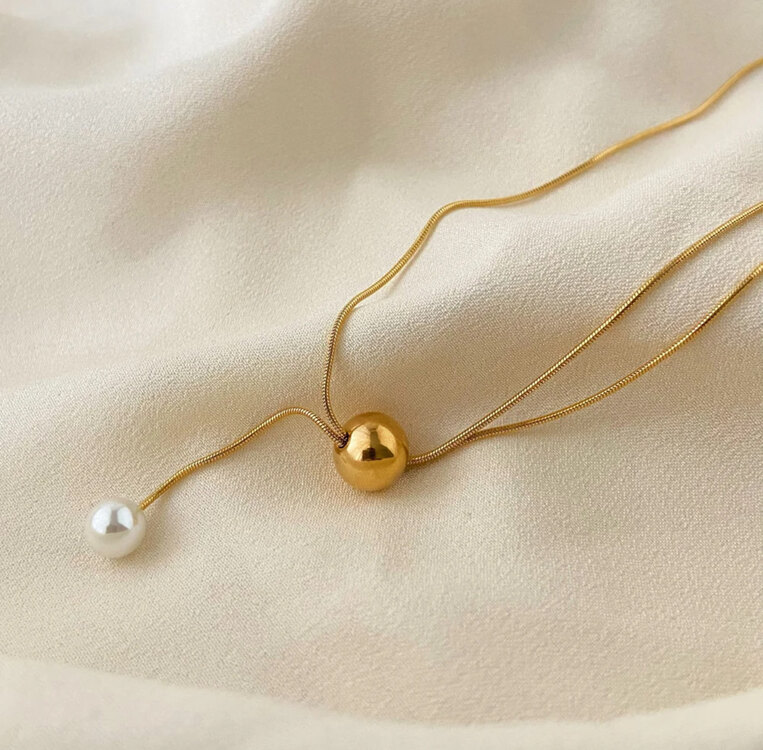 Gold Top İnci Kolye