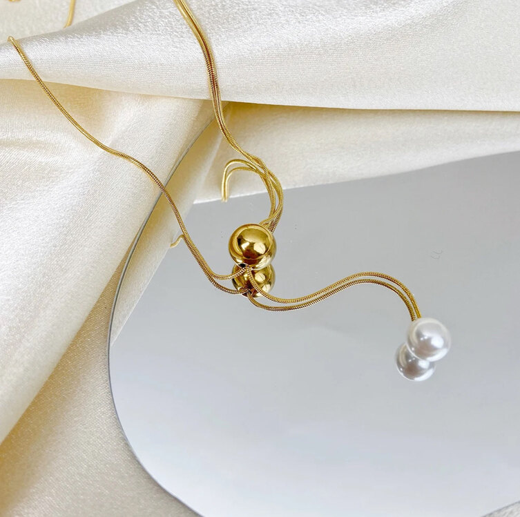Gold Top İnci Kolye