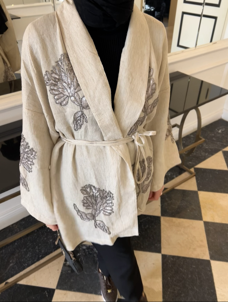 Nakış Detaylı Oversize Kimono Ceket