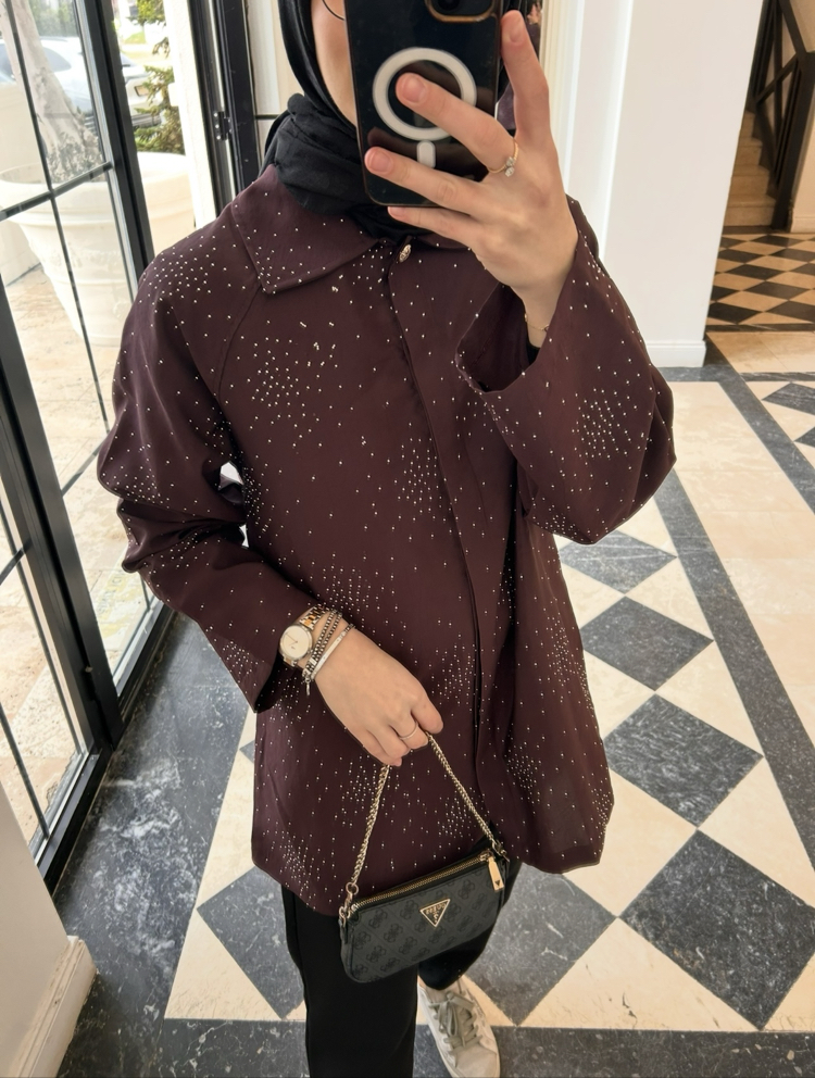 Serpme Taşlı Gömlek/Ceket - Bordo