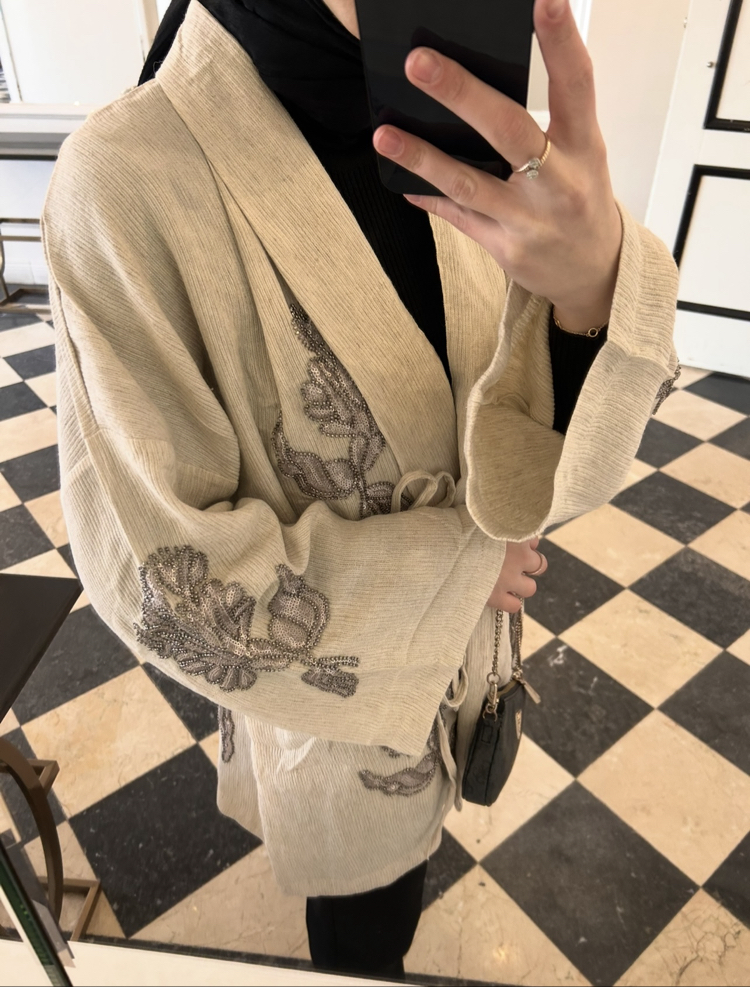 Nakış Detaylı Oversize Kimono Ceket