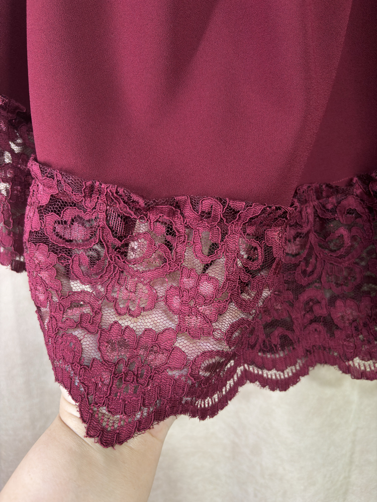 STD/Madonna Bordo Dantel Detaylı Bohem Bluz